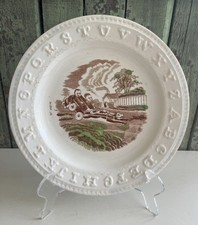 Antique "The Baby Plate" Rolled Edge Feeding Dish, Victorian Girl in Green Bonnet, Pat. Feb 7th 1905 — listing 4