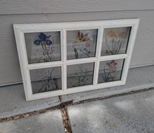 Vintage Hand-Painted Multi-Pane Window Sash Autumn Farm Scene Folk Art Painting — listing 5