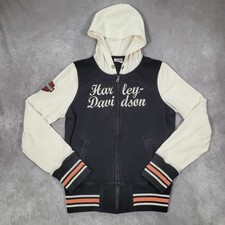 Harley-Davidson Women's Two-Tone Gray Hooded Pullover Sweatshirt, Big Moose Portland Maine Dealer