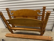 Antique Tiger Maple Double Bed with Rope-Rail Sides, Turned Posts & Cannonball Finials, circa 1830s-1850s — listing 4