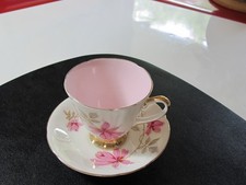Sampson Smith Old Royal Bone China Teacup and Saucer, Pink Rosebud Pattern, listing 2