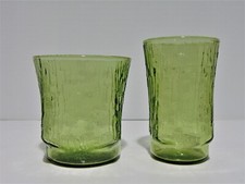 Vintage Anchor Hocking Avocado Green Textured Rocks Glass Tumblers, Set of 2, 3.5" Tall — listing 6