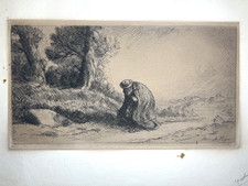 Hand-Colored Drypoint Etching 'Jugando con el gato' (Playing with the Cat), Signed and Dated 1943 — listing 4