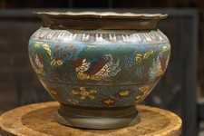 Antique Japanese Cast Brass Phoenix Vase Converted to Table Lamp, listing 4