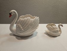 Goebel W. Germany White Bisque Porcelain Swan Figural Bowl / Planter — listing 5
