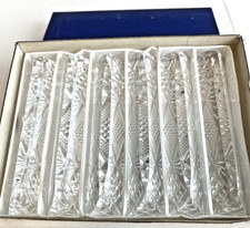 Antique Cut Crystal Glass Knife Rest, Dumbbell Form with Hobnail & Diamond Cutting — listing 3