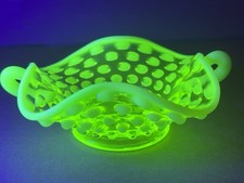 Vaseline Uranium Glass Hobnail Opalescent Wine Goblet, 5 inches — listing 3