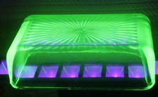 Green Uranium Depression Glass Refrigerator Dish with Lid, Ribbed Pattern, 5" Square — listing 5