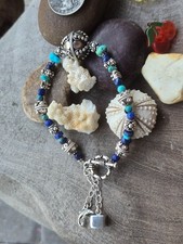 Bali-Style Sterling Silver Filigree Dangle Earrings with Oval Lapis Lazuli / Blue Stone Cabochons — listing 2