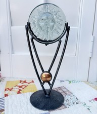 Wrought Iron Sun Face Candle Holder with Cobalt Blue Glass — listing 6