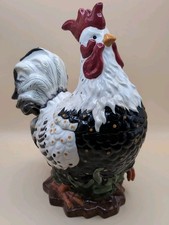 Ceramic Figural Rooster Covered Cookie Jar / Canister Set, Hand-Painted Majolica-Style — listing 3