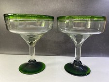 Hand-Blown Green-Tinted Margarita Glass with Controlled Bubbles — listing 6