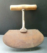 Antique Double-Blade Food Chopper / Mezzaluna with Turned Wood Handle — listing 6