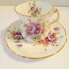 Hammersley & Co Bone China Tea Cup and Saucer with Mint Green Interior and Hand-Painted Floral Chintz — listing 2