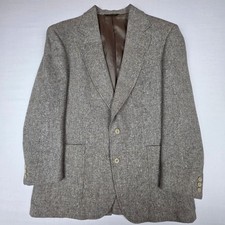 Vintage Strathmore Brown Herringbone Tweed Wool Sport Coat / Blazer — listing 3