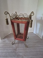 Antique Wrought Iron and Cane Armchair with Wood-Framed Caned Back and Seat