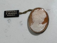 Antique Carved Shell Cameo Brooch, Diana/Luna Goddess with Crescent Moon, listing 6