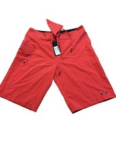 Oakley Vintage Y2K Colorblock Boardshorts, Cream & Red, Size 31 — listing 3