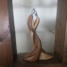 Postmodern Ceramic Abstract Embracing Couple Sculpture, Blush Pink, ~20" Tall — listing 5