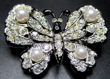 Silver-Tone Hinged Bangle Bracelet with Black Enamel and Rhinestone Filigree — listing 3