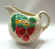 Antique Semi-Porcelain Water Pitcher with Strawberry Transfer Decoration and Gold Trim — listing 5