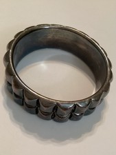 sterling modernist Modernist Sterling Silver Wide Link Bracelet with Overlapping Disc Design — listing 4