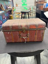 Antique Victorian Wood Slat Steamer Trunk with Metal Straps — listing 3
