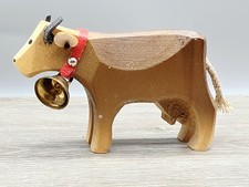 Vintage Hand-Carved Folk Art Wooden Cow Figure with Articulated Legs — listing 6