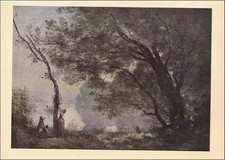Corot 'Souvenir de Mortefontaine' Framed Print in Oval Gilt Frame — listing 2
