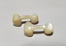 mother pearl cufflinks Antique Hand-Carved Mother of Pearl Barbell Cufflinks, Set of 2 Pairs — listing 5