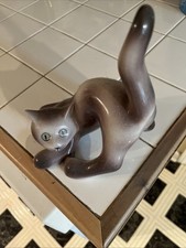 Ceramic Reclining Tabby Cat Figurine with Hand-Painted Violets — listing 5