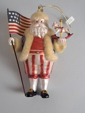 Large Blown Glass Santa Claus Figurine with Toy Sack and Teddy Bear — listing 6