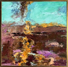 Signed Abstract Mixed-Media Print with Gold Leaf Accents, Dated 1993 — listing 5
