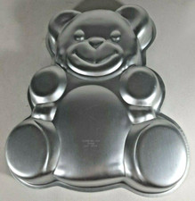 Vintage Cast Aluminum Teddy Bear Cake / Jello Mold with Neckerchief Bow — listing 2