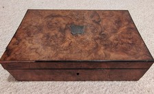Victorian Burl Walnut Personal Effects / Vanity Box with Fitted Interior, 12x8x7