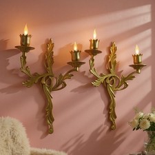 Vintage French Louis XV Rococo Style Cast Brass 3-Arm Electric Wall Sconce — listing 2