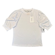 FRAME Puff-Sleeve Crewneck Sweater in Chambray Heather, Size S, NWT — listing 4