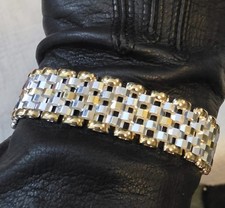 Milor Sterling Silver Black & White Enamel Double Panther Head Cuff Bracelet — listing 5