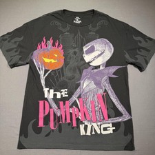 Disney The Nightmare Before Christmas Jack Skellington 'Pumpkin King' Pinstripe Long Sleeve Shirt, Size SM, listing 2