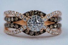 Le Vian 14K Gold Chocolate & Vanilla Diamond Halo Cluster Stud Earrings — listing 2