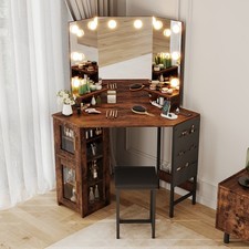 Modern White Makeup Vanity Desk with LED Touch-Control Lighted Mirror and 4 Drawers — listing 5