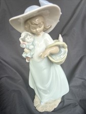 NAO by Lladró Porcelain Figurine - Girl Holding Birthday Cake with Puppy Dog, circa 1986 — listing 6