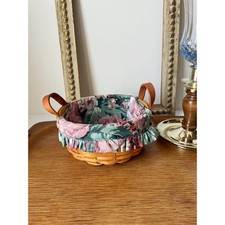 Longaberger Handwoven Maple Basket with Green Accent Weave, Signed & Dated 2002 — listing 6