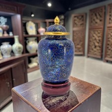 Chinese Cloisonné Lidded Ginger Jar with Cherry Blossom Motif on White Ground