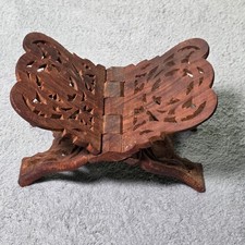 Vintage Hand-Carved Wooden Folding Book Stand / Display Easel with Floral Fretwork, listing 2
