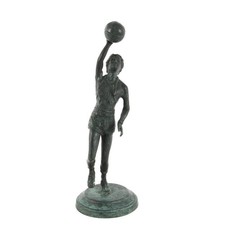 Cast Metal Figural Statue of a Woman in Flowing Dress, Draped Semi-Nude on Circular Plinth — listing 3