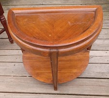 Vintage Demilune Console/Side Table with Turned Column Legs and Lower Shelf — listing 6
