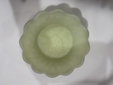 Fenton Custard Satin Uranium Glass Water Lily Compote — listing 3