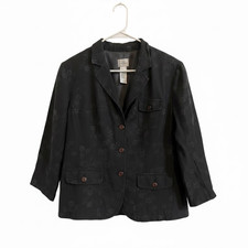 Emma James Green Paisley Print Cotton Snap-Front Jacket, Size L — listing 2