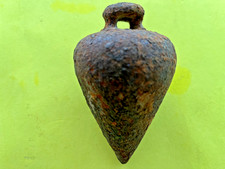 Antique 1800s Cast Iron Conical Plumb Bob with Wire Loop, 6 inch